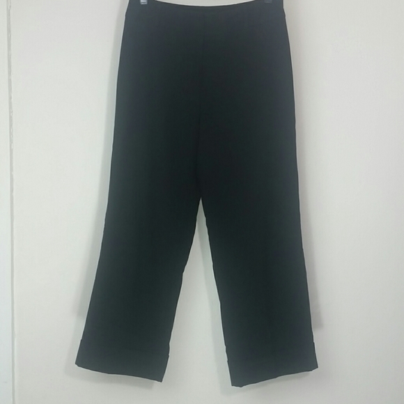 Alia Pants - Capri's black cuffed flat front straight stretch